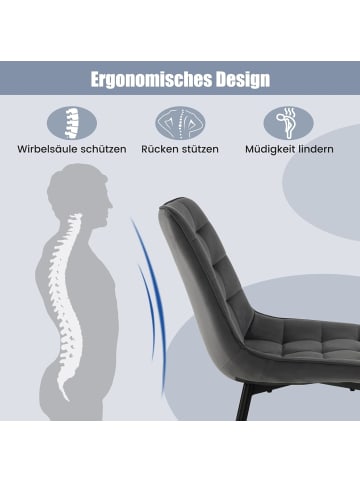 COSTWAY Esszimmerstühle 2er Set in Grau