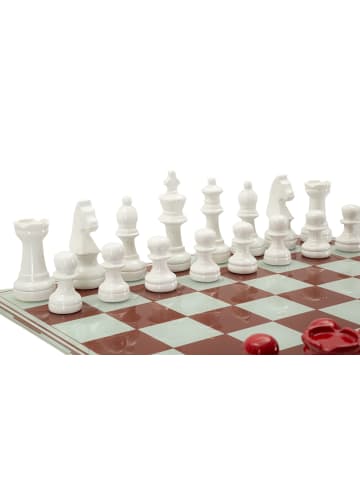 Mauro Ferretti Schachbrett-Set aus weißem und rotem Kunstharz, 61 x 61 x 14 cm