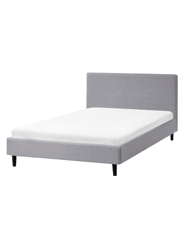 Beliani Doppelbett FITOU in Grau/Dunkler Holzfarbton - (W) 130 x (H) 87 x (L) 214 cm