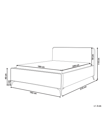 Beliani Doppelbett VALOGNES in Beige/Schwarz - (W) 192 x (H) 110 x (L) 220 cm