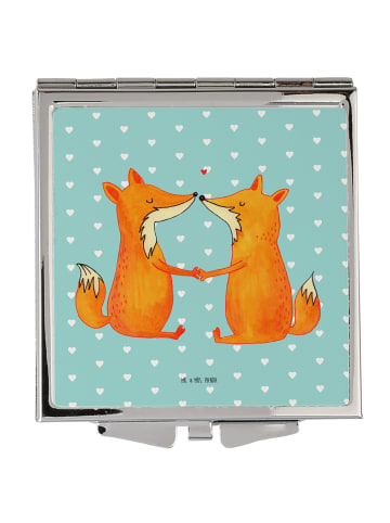 Mr. & Mrs. Panda Kosmetikspiegel Füchse Liebe ohne Spruch in Türkis Pastell