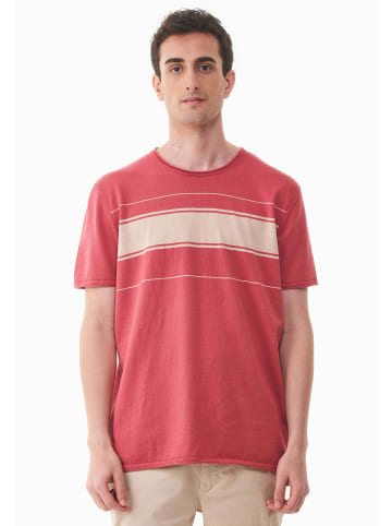 Organication T-Shirt "MOR17950" in Leuchtrot/Zartbeige