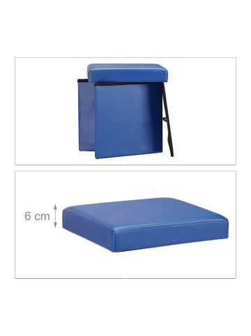relaxdays Faltbarer Sitzhocker in Blau - (B)38 x (H)38 cm