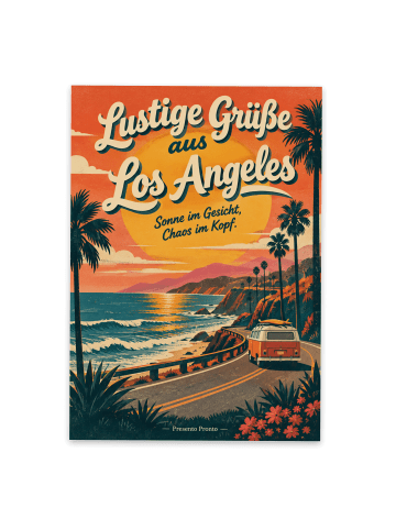 Grußkarte Sonnenuntergang retro Design mit Spruch in Weiß