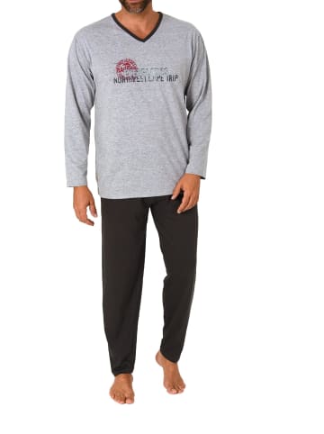 NORMANN Pyjama langarm Schlafanzug - 70398 in grau