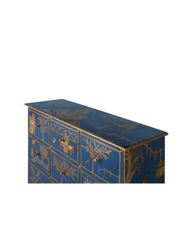 Giner y Colomer Sideboard mit 9 handbemalten Schubladen und goldenen Details in Blue