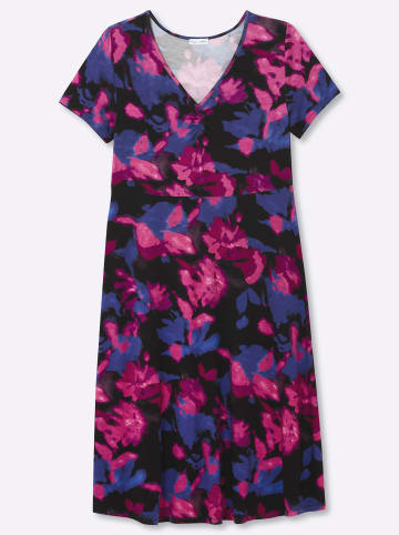 sheego by Joe Browns Jersey-Kleid in schwarz-pink-gemustert