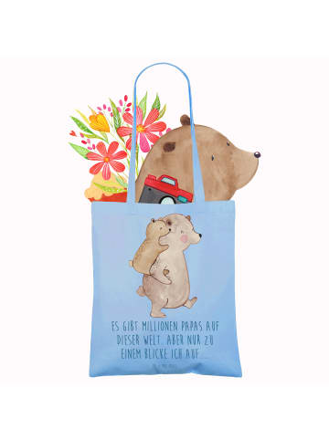 Mr. & Mrs. Panda canvas tasche Papa Bär mit Spruch in Sky Blue