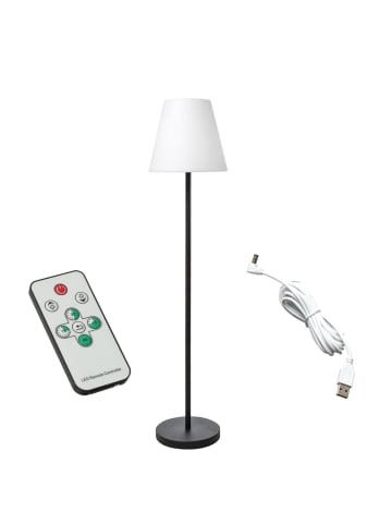 MARELIDA LED Akku Garten Stehlampe USB aufladbar 4 Helligkeitsstufen H: 150cm in schwarz