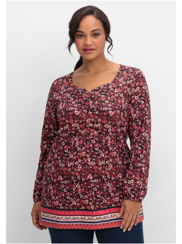 sheego Langarmshirt in weinrot gemustert