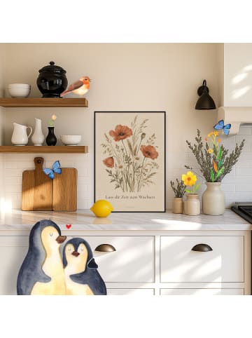 Mr. & Mrs. Panda Wanddeko Bild Blumen ruhig Design mit Spruch in Weiß