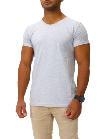 Joe Franks Joe Franks Joe Franks Herren Basic T-Shirts V-Neck HIGH in grey melange