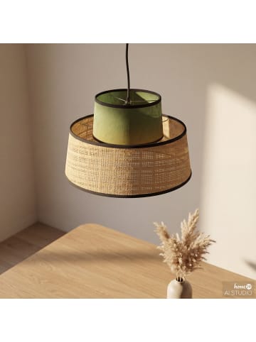home24 Pendelleuchte OKO Typ A in Grün / Beige