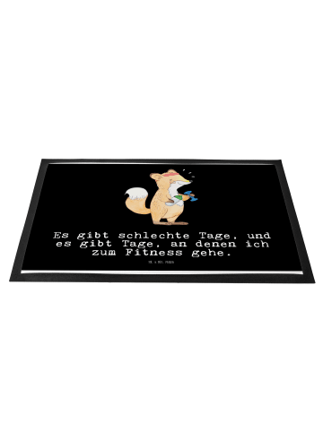 Mr. & Mrs. Panda Schmutzfangmatte Fuchs Fitness mit Spruch in Schwarz
