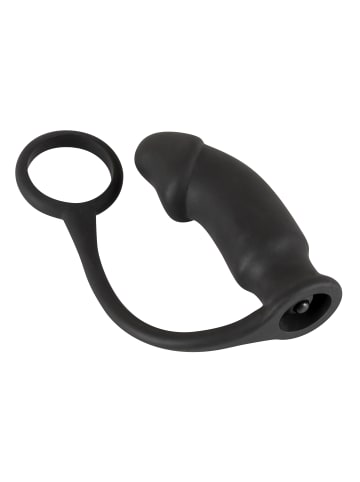 Black Velvets Vibrator mit Penisring Ring & plug with vibration in schwarz