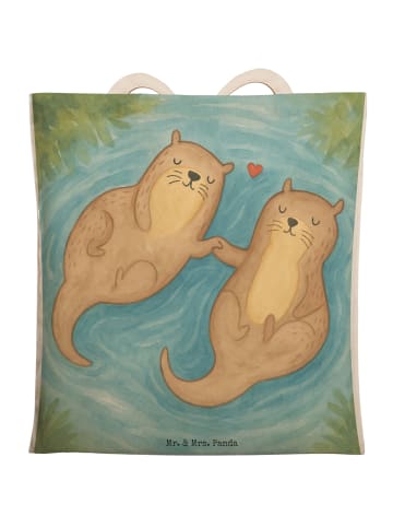 Mr. & Mrs. Panda Tote Bag Otter Hände halten Design ohne Spruch in Weiß
