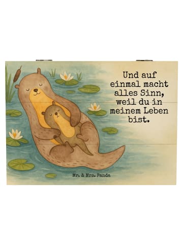 Mr. & Mrs. Panda Holzkiste mit Deckel Otter Kind Design mit Spruch in Weiß