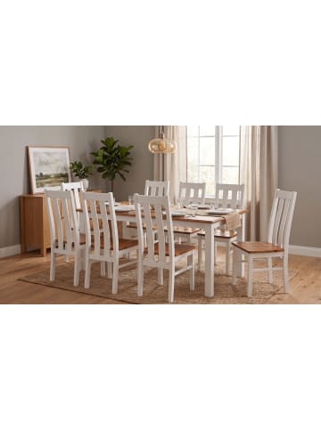 Feldmann-Wohnen Esszimmer-Set Belluno Elegante 9-tlg. Kiefer Weiß/Eiche geb. 150-197/93/96cm