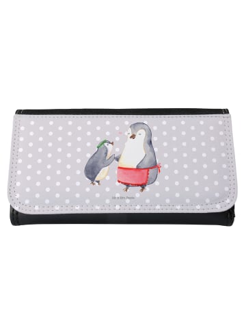 Mr. & Mrs. Panda Damen Portemonnaie Pinguin mit Kind ohne Spruch in Grau Pastell