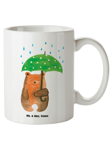 Mr. & Mrs. Panda XL Tasse Bär Regenschirm ohne Spruch in Weiß