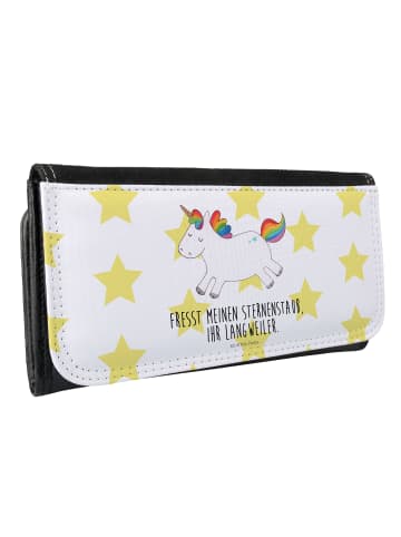 Mr. & Mrs. Panda Portemonnaie für Damen Einhorn Happy mit Spruch in Weiß