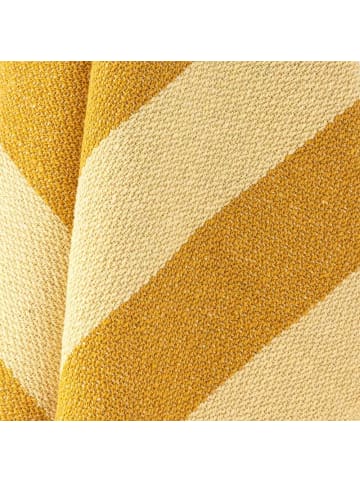 Bloomingville Decke FRELLO Gelb Streifen Muster mit Fransen 160x130 cm