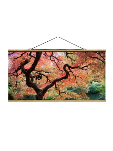 WALLART Stoffbild mit Posterleisten - Japanischer Garten in Rot
