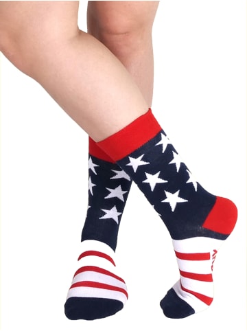 Unabux Freizeitsocken MIX in blau weiß rot