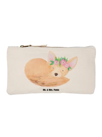 Mr. & Mrs. Panda Kosmetiktasche Wüstenfuchs Blumen ohne Spruch in Weiß