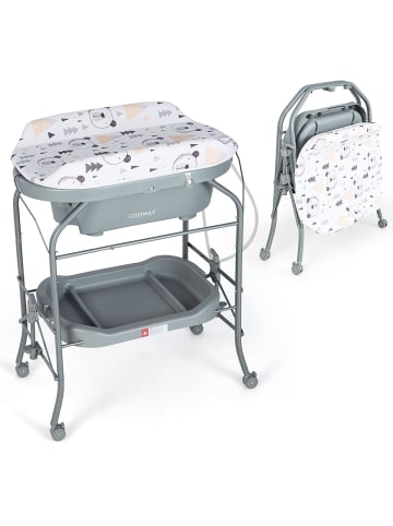 COSTWAY 4 in 1 Wickeltisch in Grau