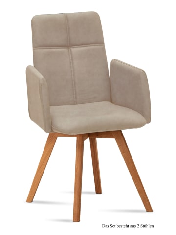 58 aufm Kessel ARMLEHNSTUHL (2er-Set) Dinah 52x92x60 Eiche geölt/Khaki