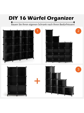 COSTWAY DIY Würfelregal in Schwarz