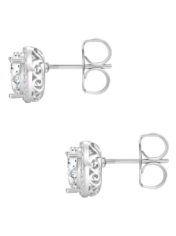 Lulu & Jane Ohrstecker Herz aus Messing mit Zirkonia in silber