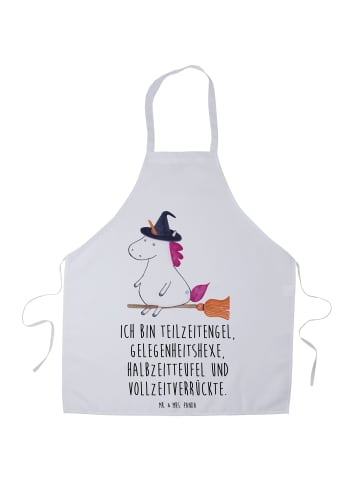 Mr. & Mrs. Panda Schürze Einhorn Hexe mit Spruch in Weiß