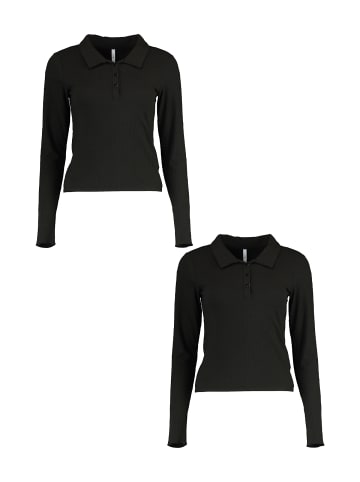 Hailys Shirt 2er-Set lässiges Langarm Poloshirt in Schwarz-2