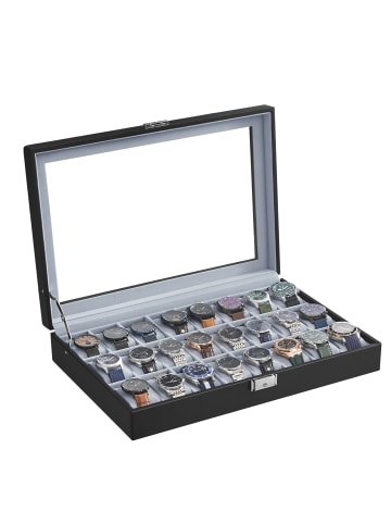SONGMICS Uhrenbox Bridie in Schwarz - (B)29.2 x (H)8 x (T)43.5 cm