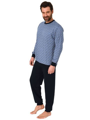 NORMANN Schlafanzug langarm Bündchen - 66069 in blau