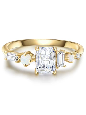 Glanzstücke München Ring aus Sterling Silber mit Zirkonia und Opal in gelbgold