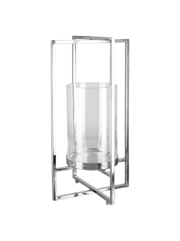 Fink Windlicht "Norman" mit Glas in Silber - H. 49 cm - D. 25 cm