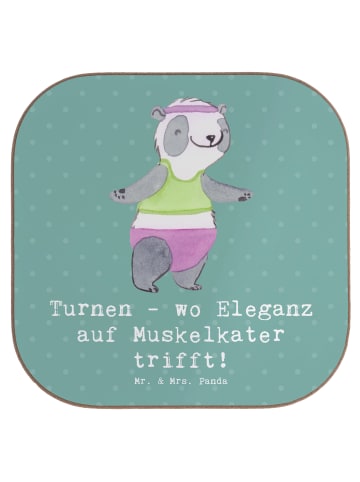 Mr. & Mrs. Panda Glasuntersetzer Turnen Eleganz mit Spruch in Meeresbrise