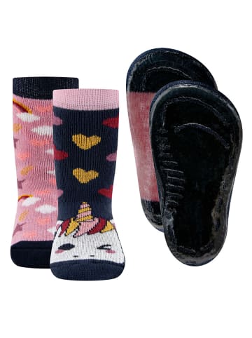 ewers 2er-Set Stoppersocken Einhorn in navy