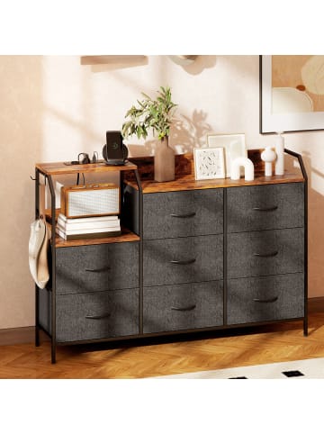 HOMCOM Kommode-130,5L x 30B x 88H cm-Rustikal-Braun+Schwarz