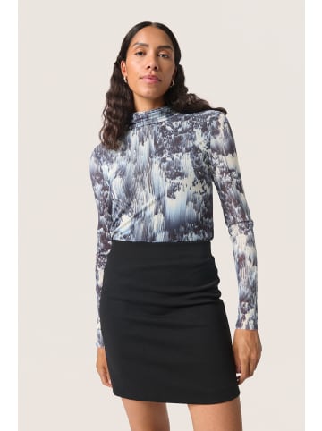Soaked in Luxury Langarm-Shirt SLHartley Gerade Passform in Dark Navy Landscape Print