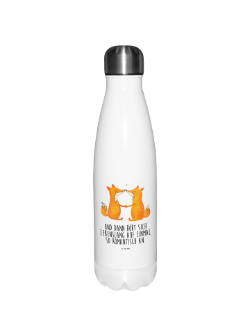 Mr. & Mrs. Panda Wasserflasche Füchse Liebe mit Spruch in Weiß