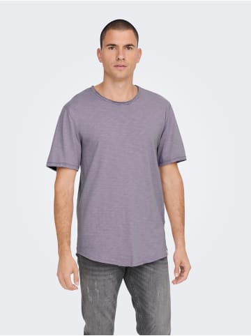 Only&Sons Langes Rundhals T-Shirt Einfarbiges Kurzarm Basic Shirt ONSBENNE in Lila