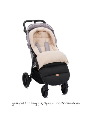 fillikid Cord-Fußsack Atlas mit Teddy Plüsch in black