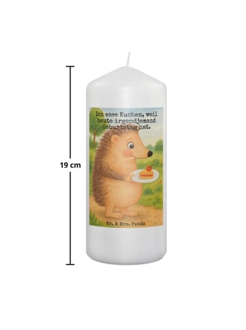 Mr. & Mrs. Panda Trauerkerze Igel Kuchenstück Design mit Spruch in Weiß