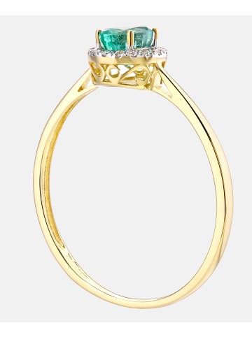 Diamant L'éternel Ring aus 375 Gelbgold mit Diamant mit Smaragd