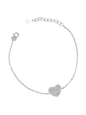 Adeliás Damen Armband – Herz aus 925 Silber mit Zirkonia 17+3 cm in silber
