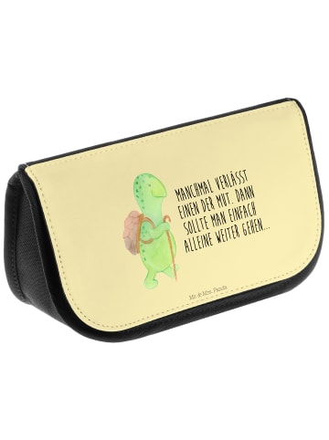Mr. & Mrs. Panda Schminktasche Schildkröte Wanderer mit Spruch in Gelb Pastell